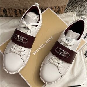 Michael Kors White and Burgundy Athletic Shoes